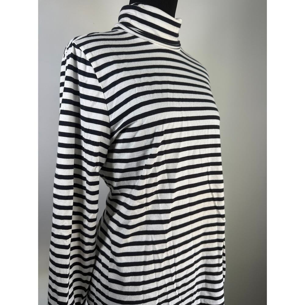 Black White Striped Turtleneck Nautical Sailor Timeless Top Large 14-16 - Picture 2 of 6